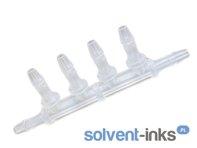 Rozdzielacz plastikowy CLEAR, wej/wyj + 4 kanały 4mm